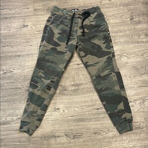 Hollister Olive Green Camo Joggers with Drawstring Waistband